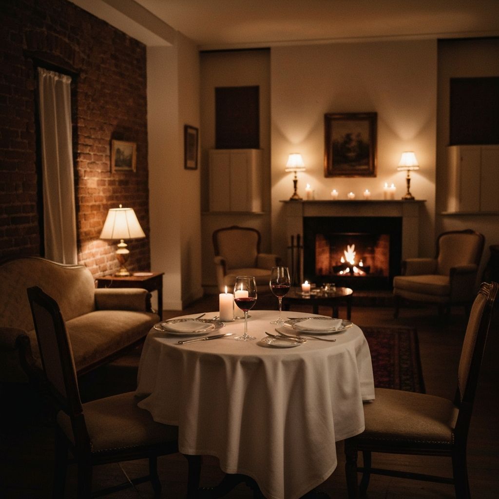 A candlelit courtyard at an intimate boutique hotel