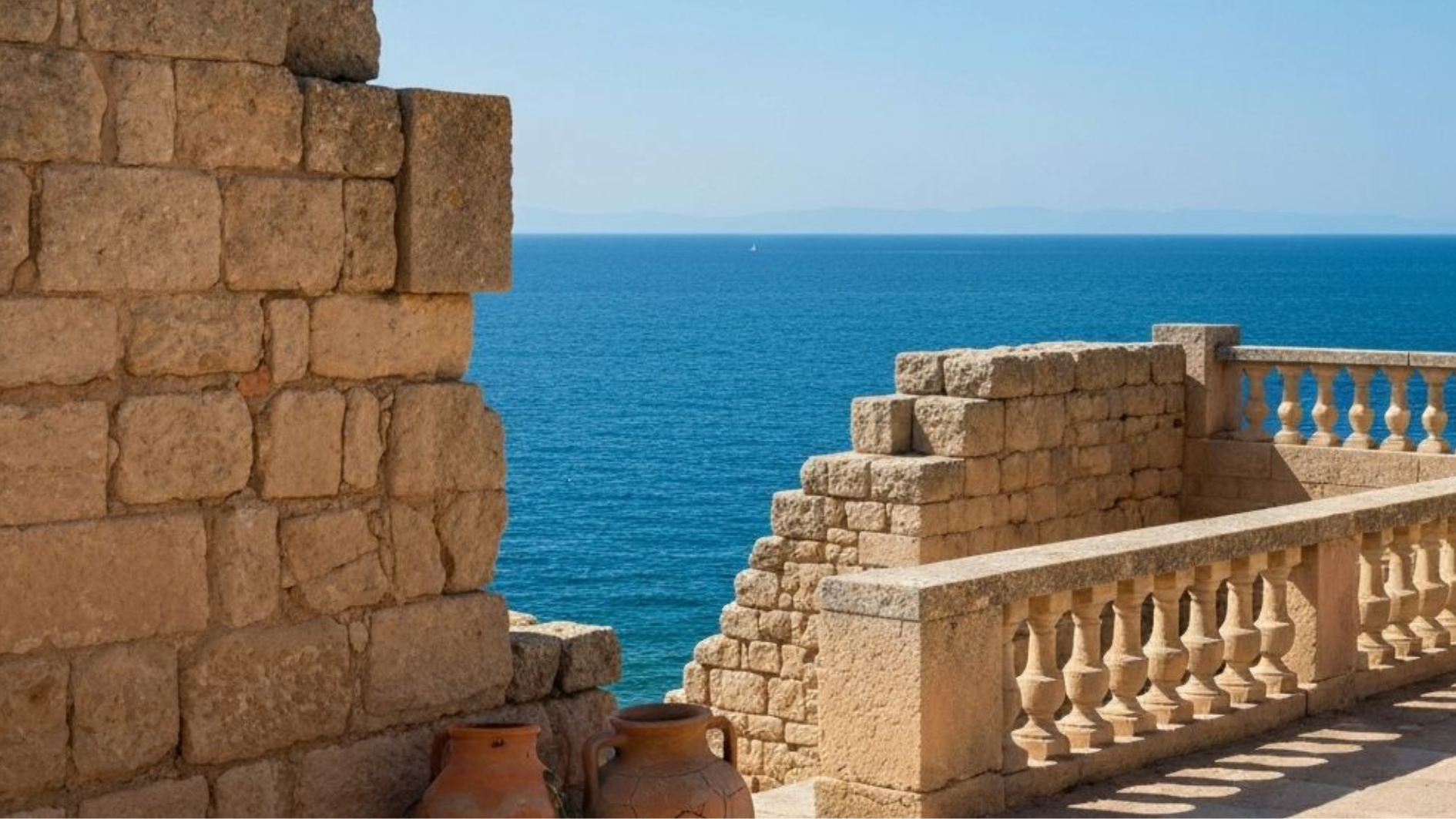 Ancient Roman terrace overlooking the Mediterranean